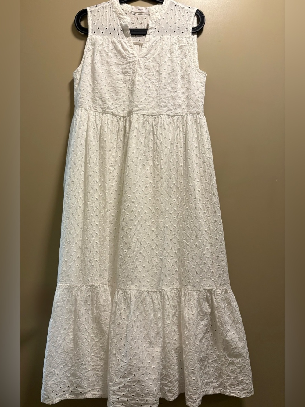 MNG White Eyelet Sleeveless Maxi Dress